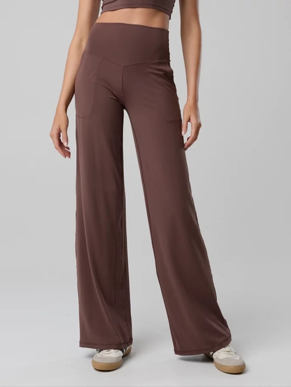OFFLINE aerie High-Waist Wide Leg Pants Brown...Size:S